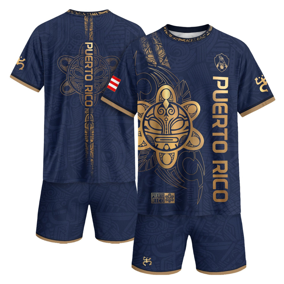 Taino Sun Navy Gold Puerto Rico Soccer Jersey for Men and Women, Vertical Text National Heritage, Puerto Rico Jersey, Puerto Rico Shirt, Northryn Co.