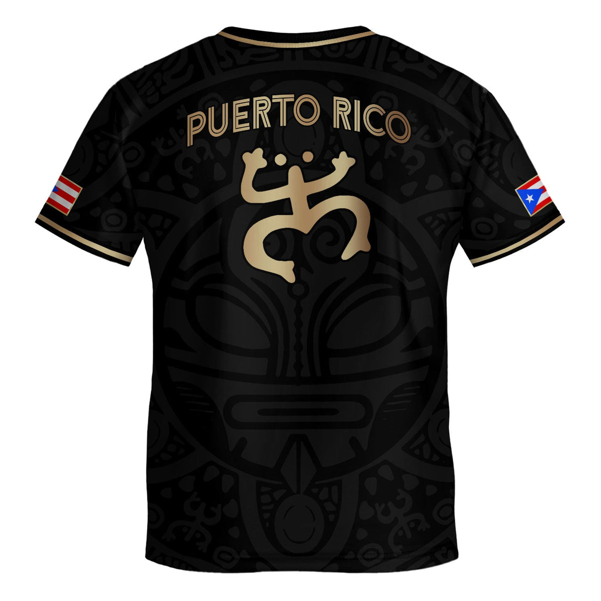 Kids Puerto Rico Soccer Jersey, Black Gold Boricua Taino Mask for Boy and Girl, Youth Soccer Jersey Meets Puerto Rico Kids Soccer Jersey, Northryn Co.