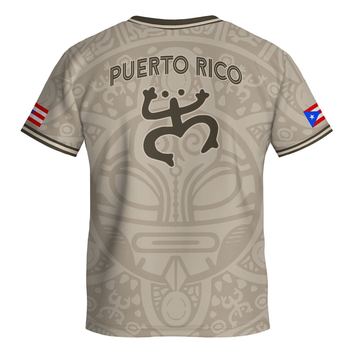 Kids Puerto Rico Soccer Jersey for Boy and Girl, Beige Gold Boricua Taino Mask, Youth Soccer Jersey Meets Puerto Rico Kids Soccer Jersey, Northryn Co.