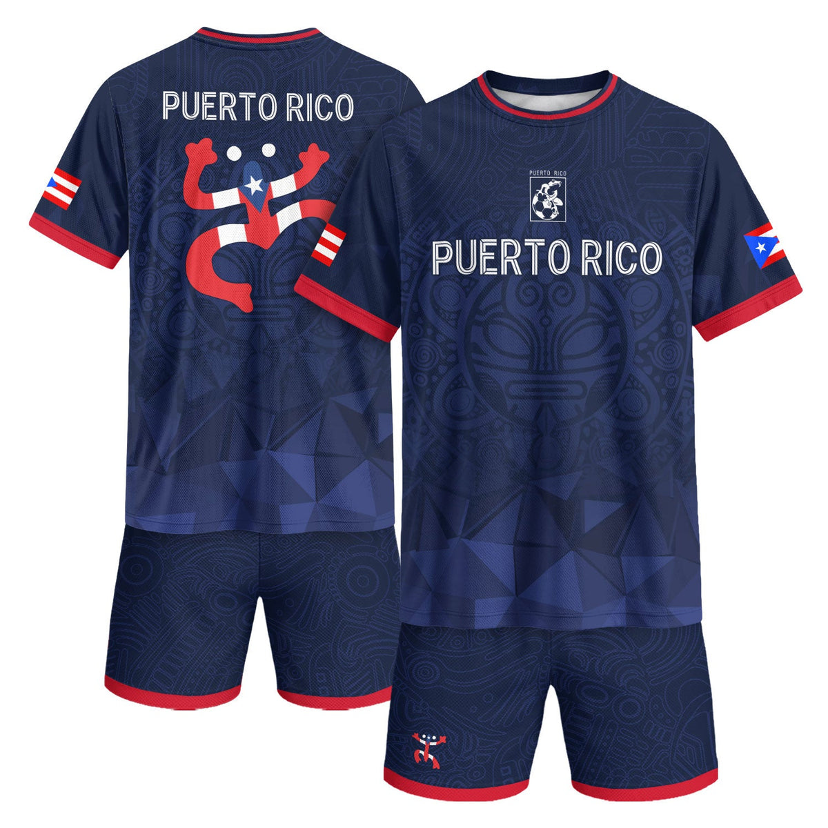 Coqui Frog Navy Red Puerto Rico Soccer Jersey for Men and Women, Taino Mask Tribal National, Puerto Rico Shirt and Puerto Rico Jersey, Northryn Co.