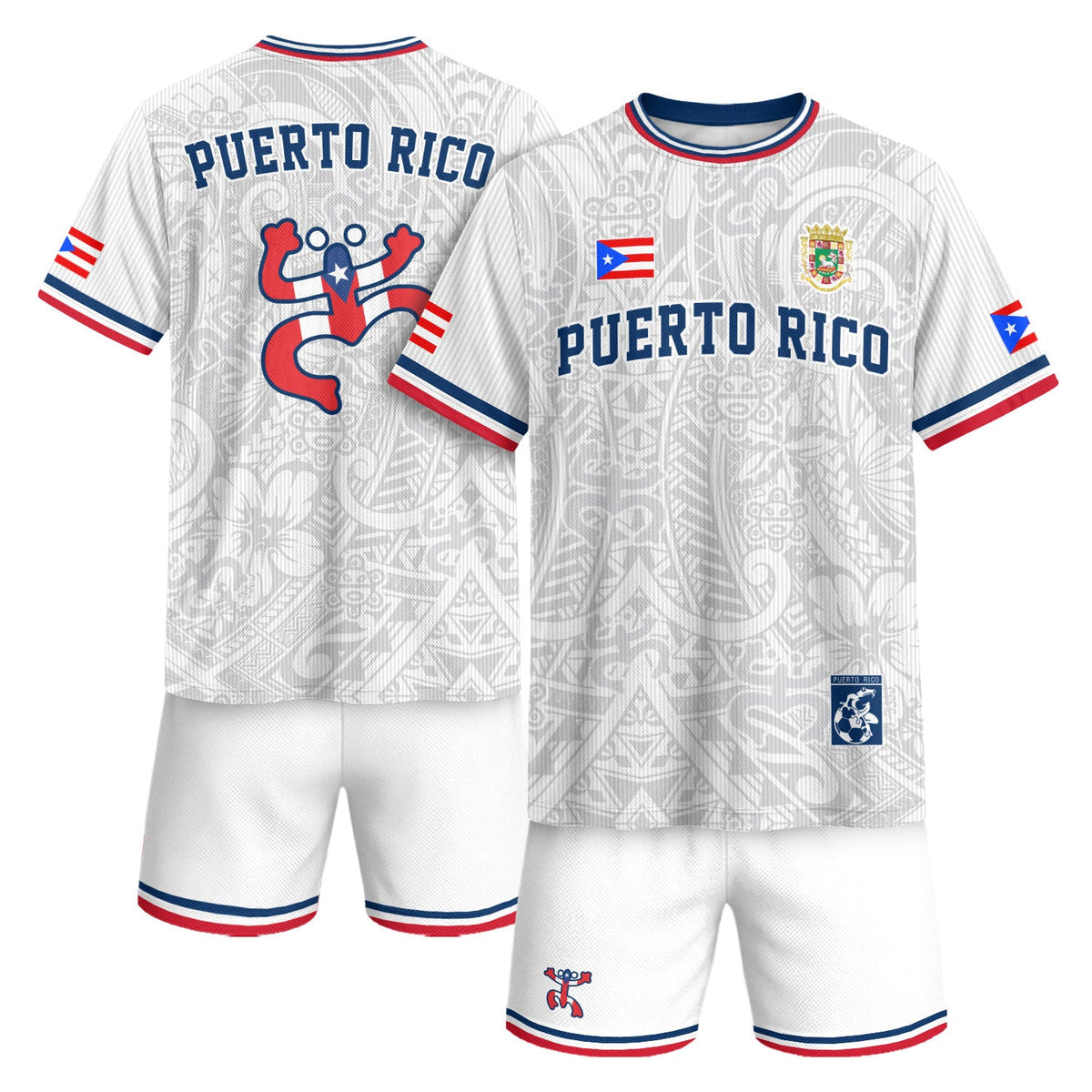 Coqui Frog White Blue Puerto Rico Soccer Jersey for Men and Women, Boricua Tribal Taino National, Puerto Rico Jersey, Puerto Rico Shirt, Northryn Co.