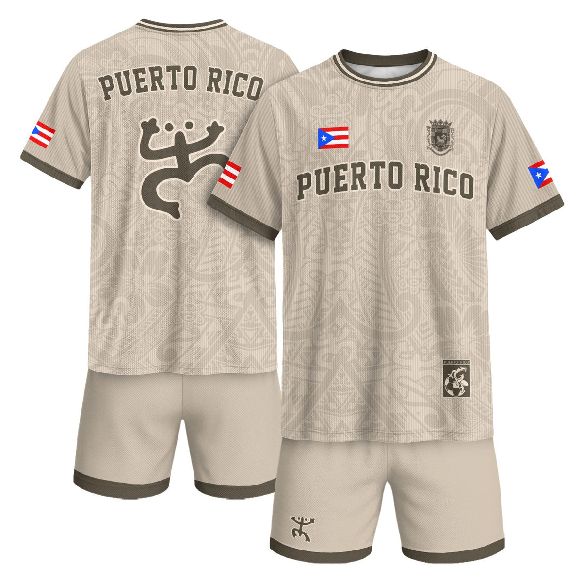 Coqui Frog Beige Puerto Rico Soccer Jersey for Men and Women, Tan Boricua Tribal Taino National, Puerto Rico Jersey, Puerto Rico Shirt, Northryn Co.