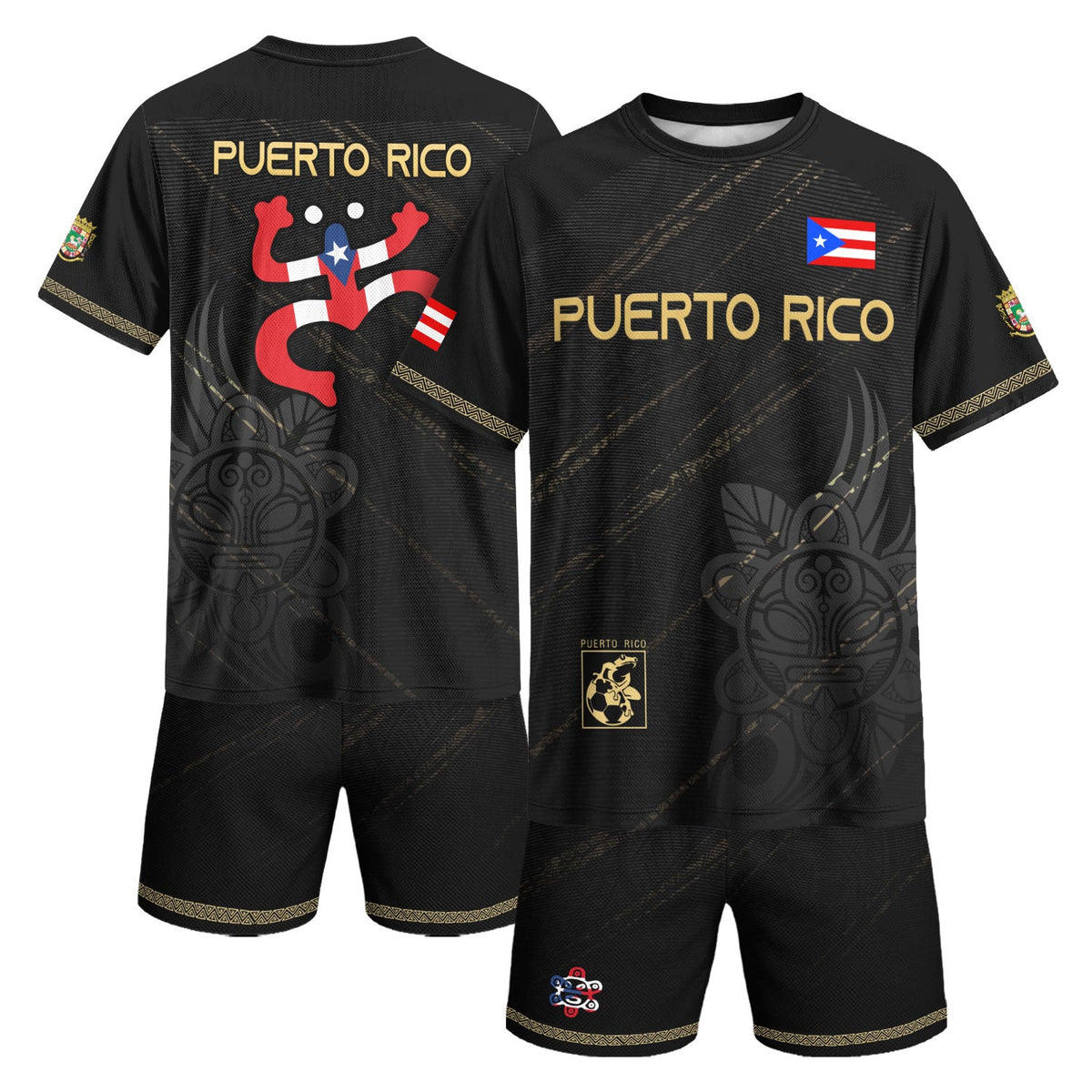 Coqui Frog Black Gold Puerto Rico Soccer Jersey for Men and Women, Boricua Tribal Taino National, Puerto Rico Jersey, Puerto Rico Shirt, Northryn Co.
