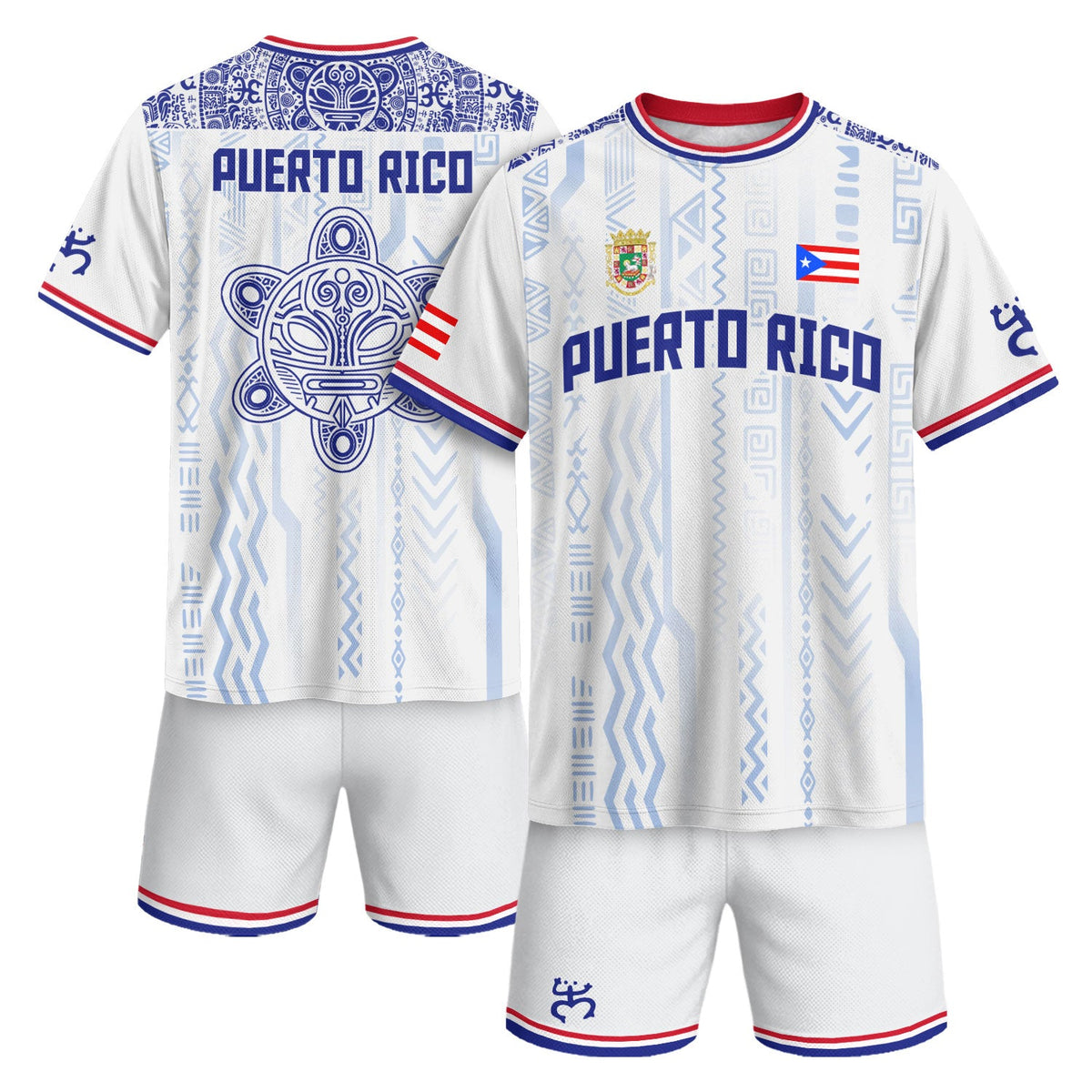Taino Mask White Blue Puerto Rico Soccer Jersey for Men and Women, Coqui Tribal Ethnic Artistic, Puerto Rico Jersey, Puerto Rico Shirt, Northryn Co.