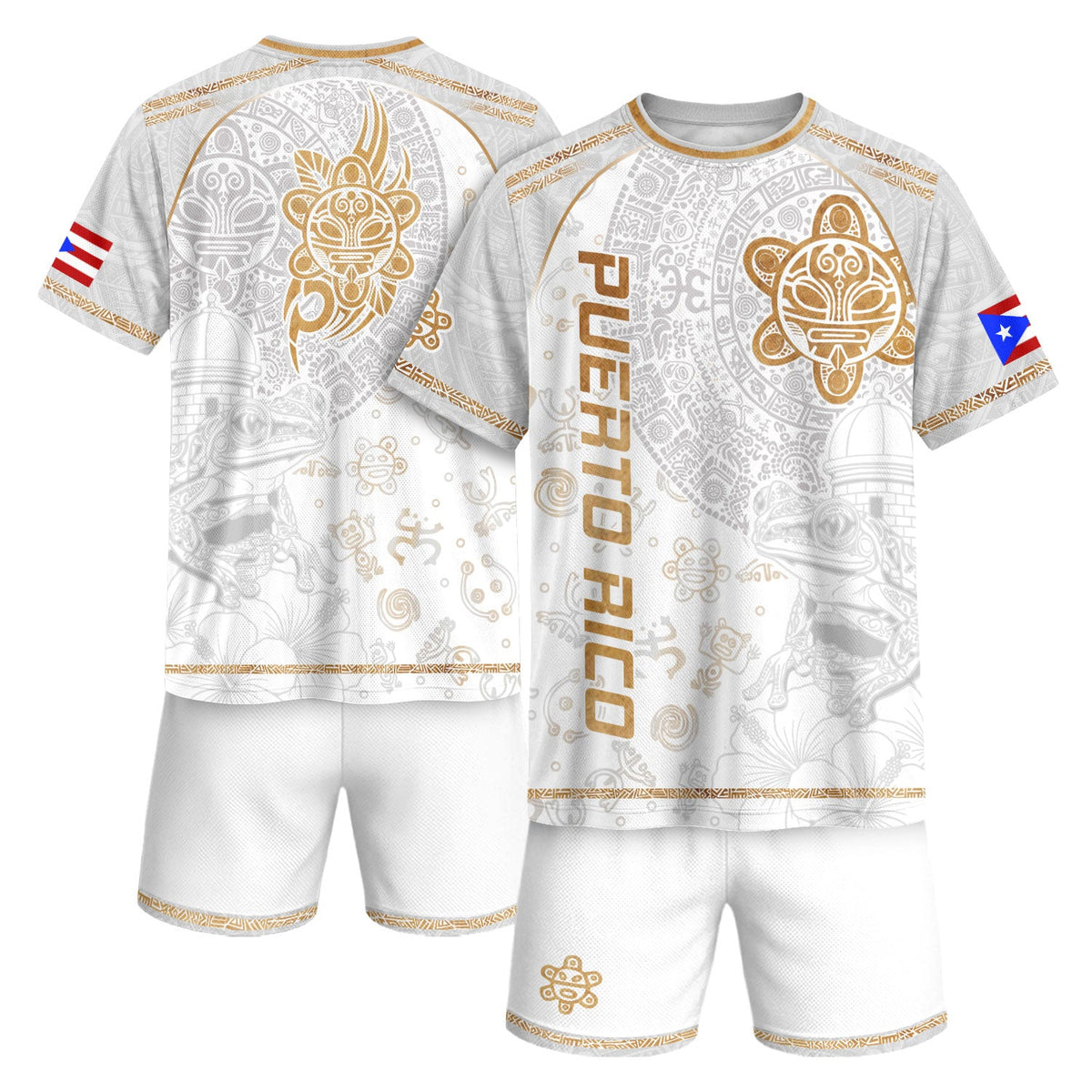 Coqui Frog White Gold Puerto Rico Soccer Jersey for Men and Women, Garita Taino Sun National, Puerto Rico Shirt and Puerto Rico Jersey, Northryn Co.