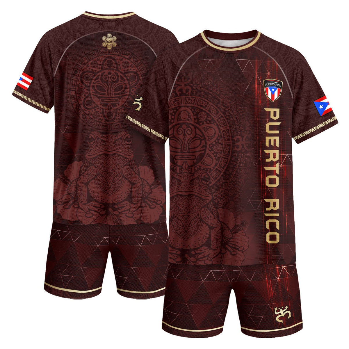 Puerto Rico Soccer Jersey for Men and Women, Maroon Gold Coqui Frog Taino Sun National Heritage, Puerto Rico Jersey, Puerto Rico Shirt, Northryn Co.