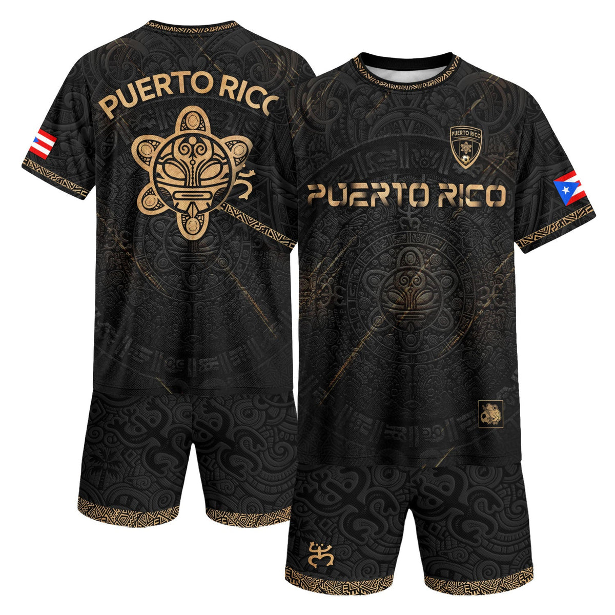 Taino Culture Black Gold Puerto Rico Soccer Jersey for Men and Women, Edition, Standout Puerto Rico Jersey with Puerto Rico Shirt Pride, Northryn Co.