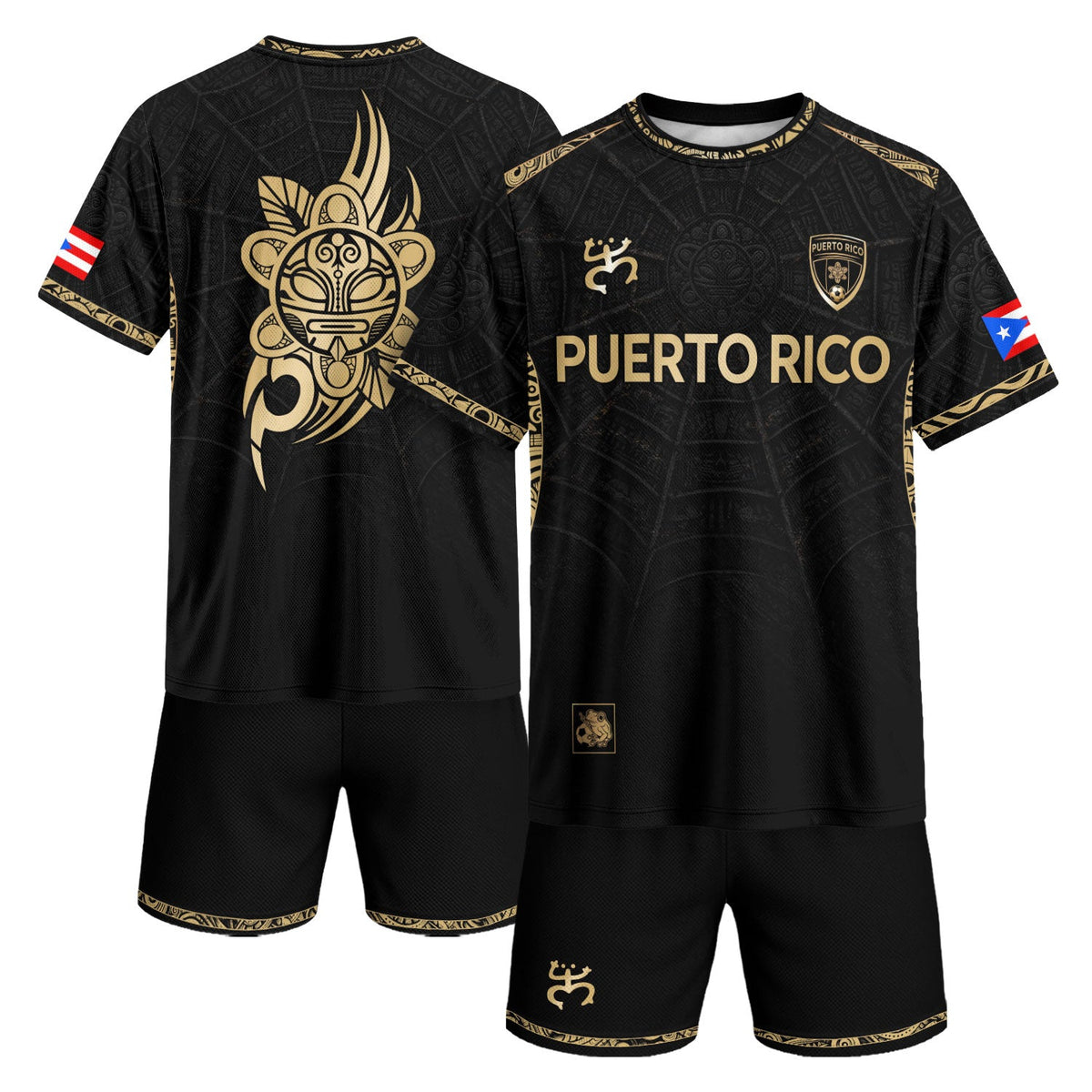 Taino Sun Black Gold Puerto Rico Soccer Jersey for Men and Women, Heritage, Trending Puerto Rico Jersey with Puerto Rico Shirt Appeal, Northryn Co.