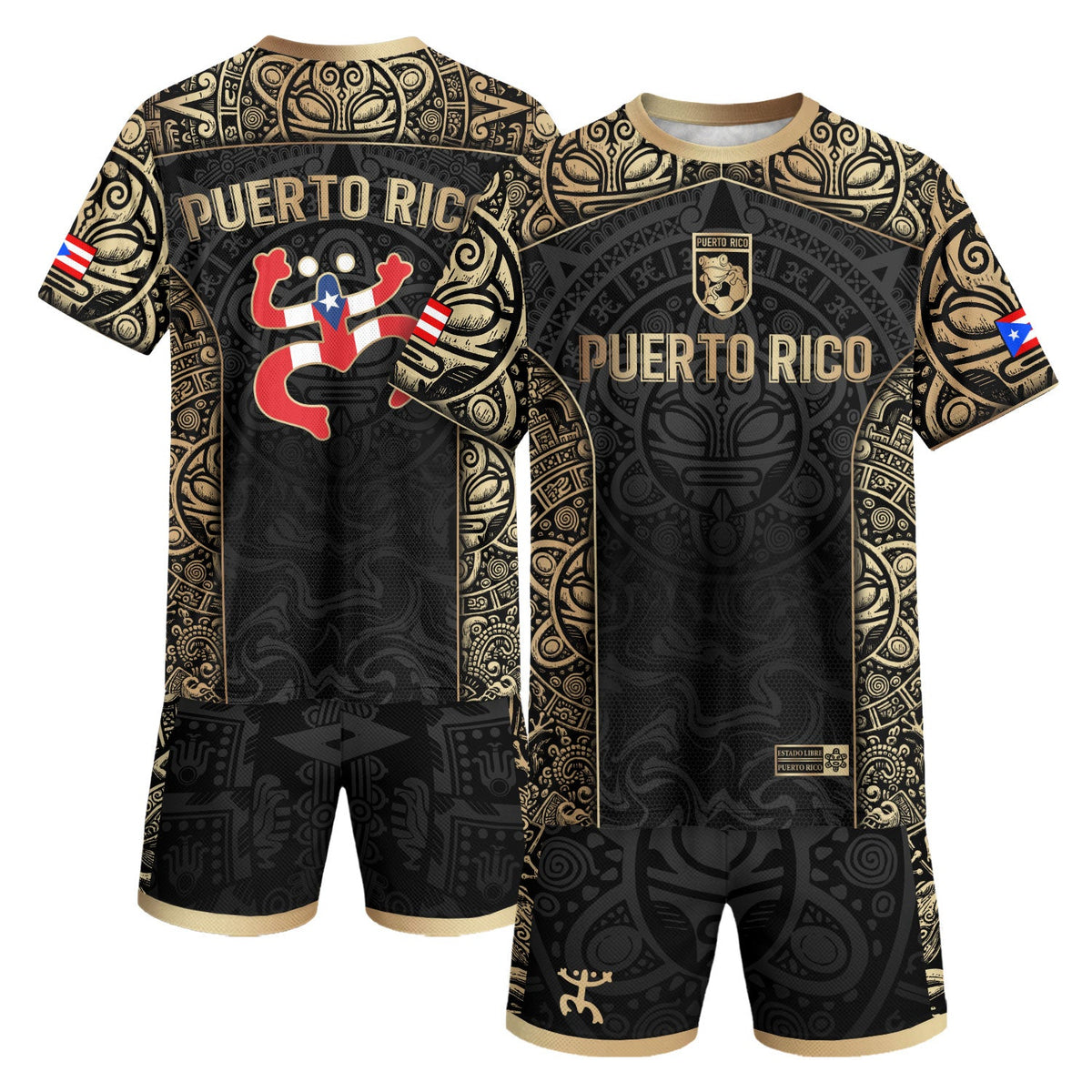 Puerto Rico Soccer Jersey for Men and Women, Boricua Coqui Frog Taino Tribal Black Gold National, Puerto Rico Jersey, Puerto Rico Shirt, Northryn Co.