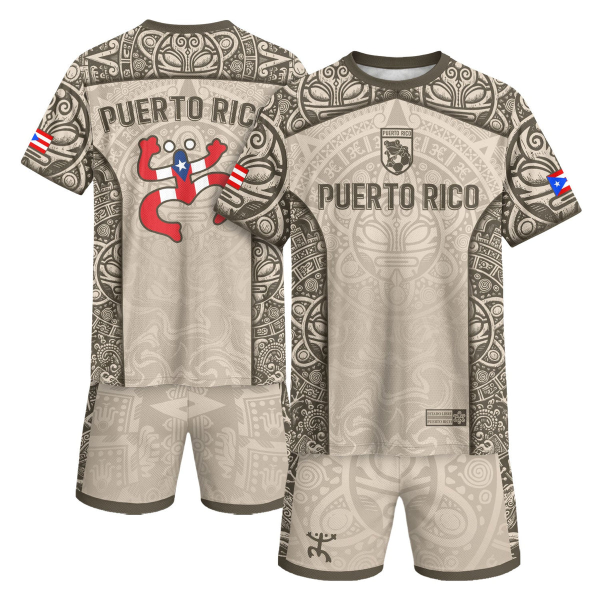 Coqui Frog Beige Gold Puerto Rico Soccer Jersey for Men and Women, Boricua Taino Tribal National, Puerto Rico Jersey, Puerto Rico Shirt, Northryn Co.