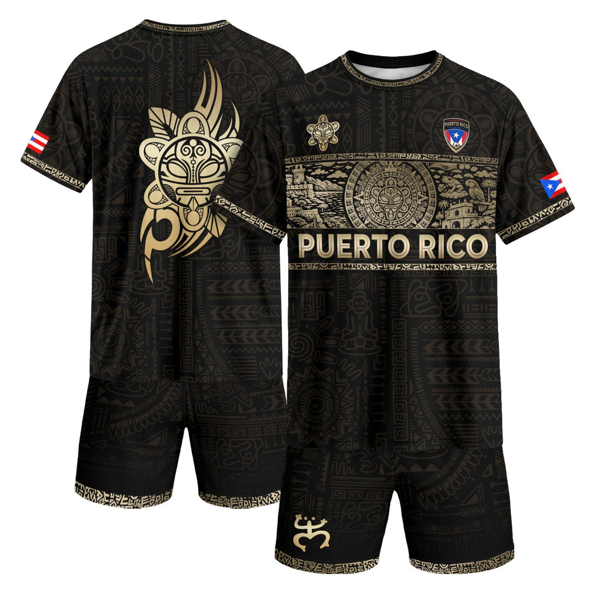 Puerto Rico Soccer Jersey for Men and Women, Black Taino Culture Heritage Gold Edition, Top Puerto Rico Jersey and Puerto Rico Shirt, Northryn Co.