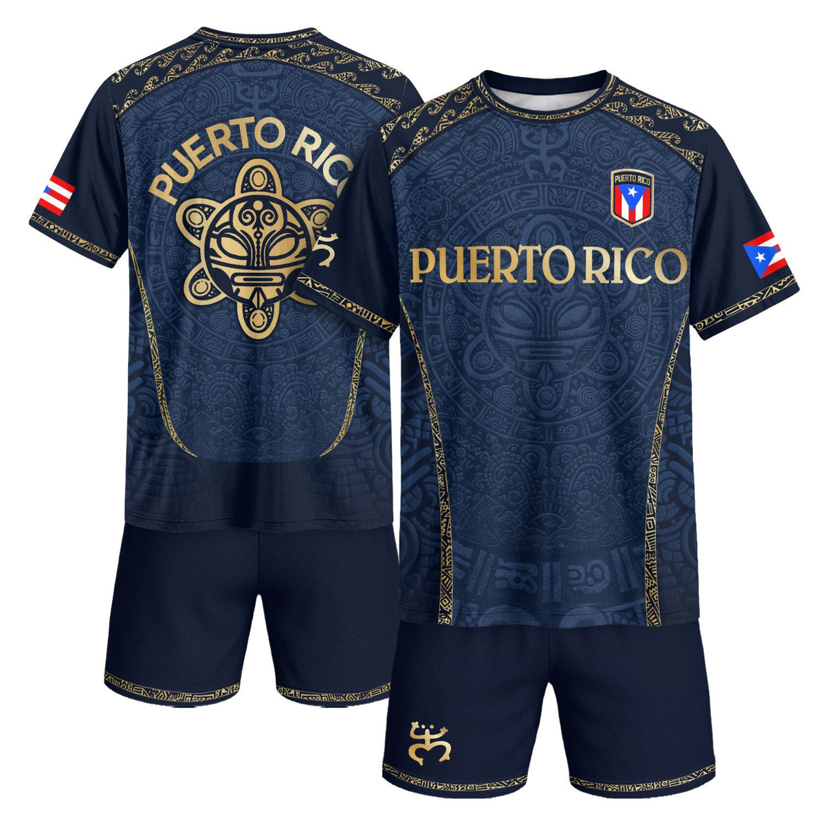 Taino Sun Navy Gold Puerto Rico Soccer Jersey for Men and Women, and Heritage, Standout Puerto Rico Jersey with Puerto Rico Shirt Pride, Northryn Co.