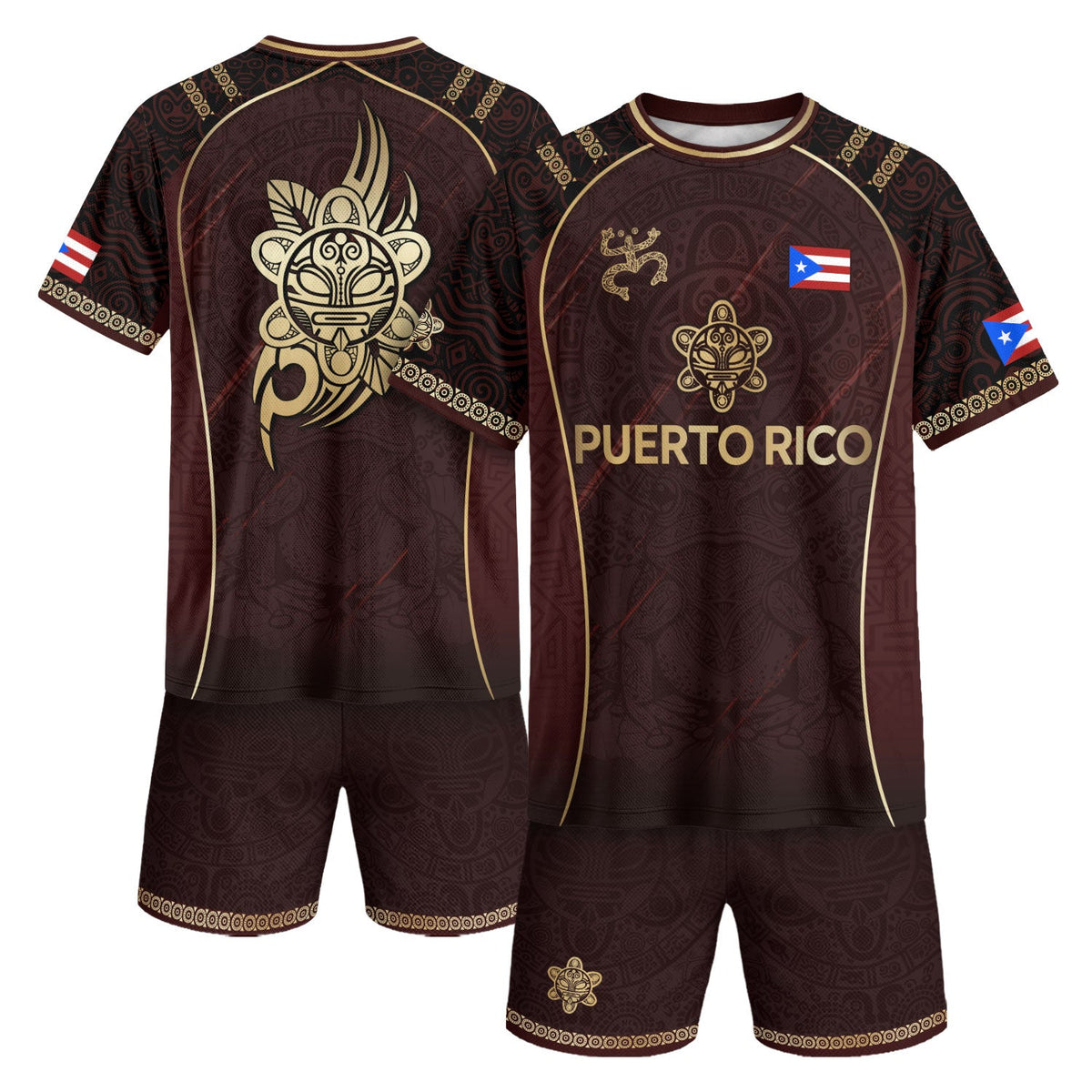 Puerto Rico Soccer Jersey in Maroon Taino for Men and Women, Art Coqui Frog Boricua Pride, Top Puerto Rico Shirt and Puerto Rico Jersey, Northryn Co.