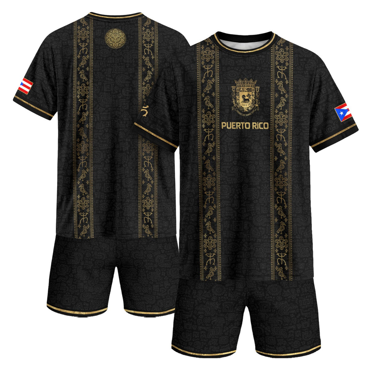 Puerto Rico Soccer Jersey with Coat of for Men and Women, Arms & Taino Petroglyphs Black Heritage, Puerto Rico Shirt, Puerto Rico Jersey, Northryn Co.