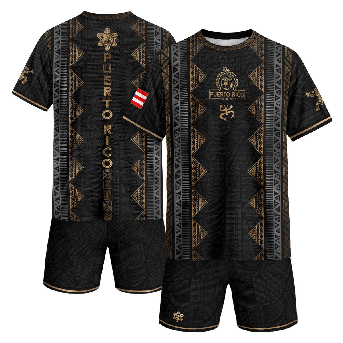 '- Vertical Black Puerto Rico Soccer Jersey for Men and Women, Taino Tribal Stripe Coqui Heritage, Puerto Rico Jersey, Puerto Rico Shirt, Northryn Co.