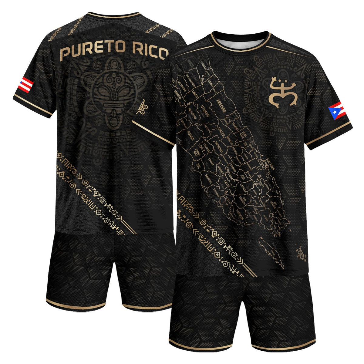 Puerto Rico Soccer Jersey for Men and Women, Orgullo Black Gold Detailed Island Map Coqui, Top Puerto Rico Jersey and Puerto Rico Shirt, Northryn Co.
