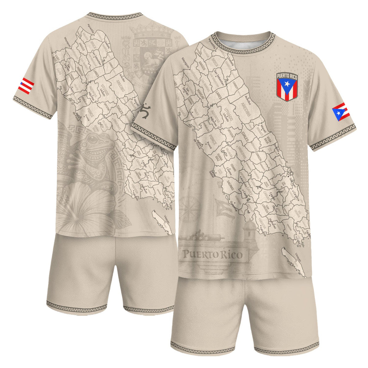 Heritage Orgullo Beige Puerto Rico Soccer Jersey for Men and Women, Detailed Island Map Culture, Puerto Rico Jersey, Puerto Rico Shirt, Northryn Co.