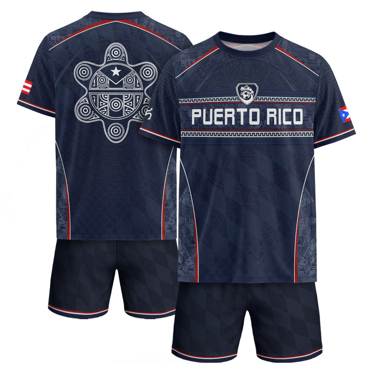 Puerto Rico Soccer Jersey in Modern Navy for Men and Women, Taino Pattern Boricua Pride Athletic, Puerto Rico Shirt, Puerto Rico Jersey, Northryn Co.