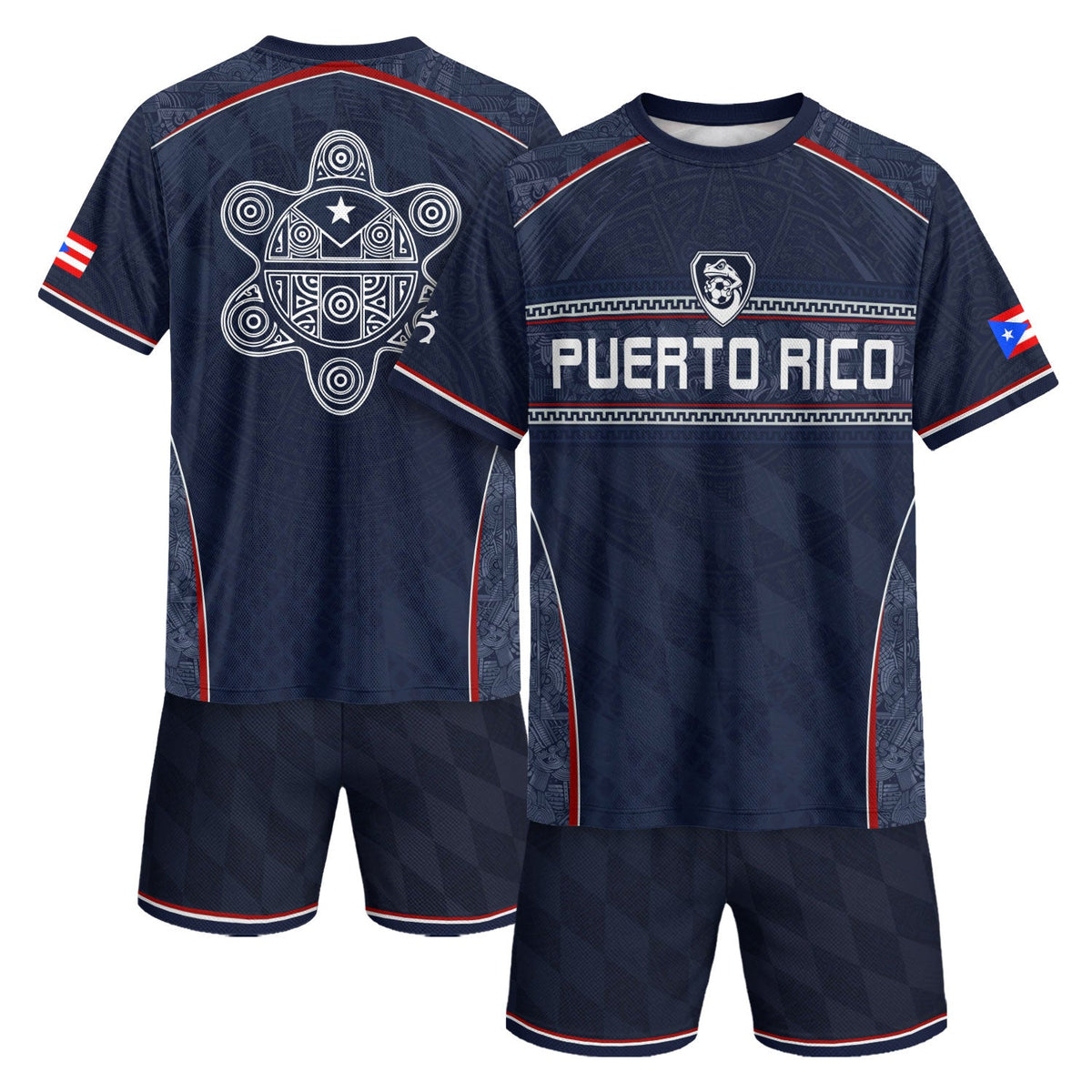 Puerto Rico Soccer Jersey in Modern Navy for Men and Women, Taino Pattern Boricua Pride Athletic, Puerto Rico Shirt, Puerto Rico Jersey, Northryn Co.