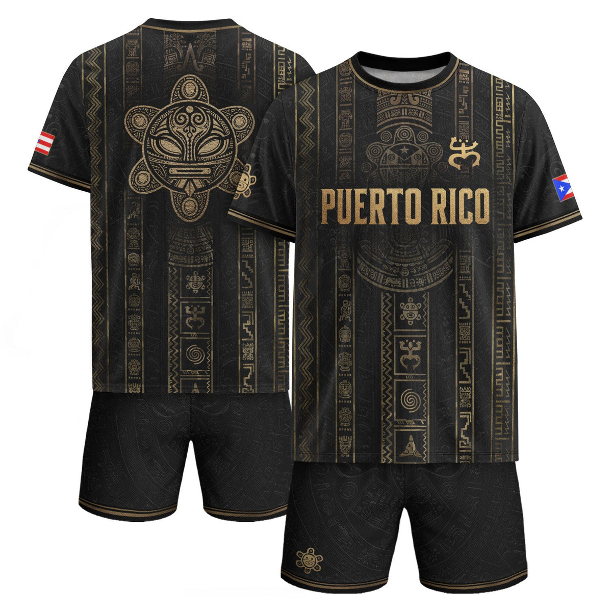 Taino Heritage Black Puerto Rico Soccer Jersey for Men and Women, Petroglyph, Trending Puerto Rico Shirt with Puerto Rico Jersey Appeal, Northryn Co.