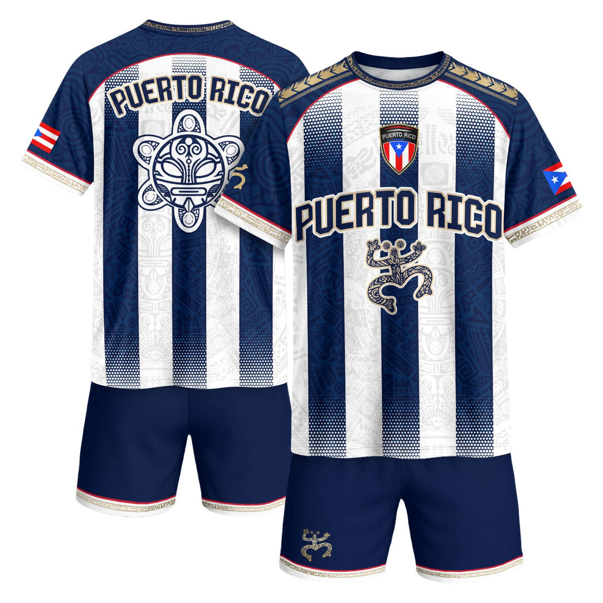 Puerto Rico Soccer Jersey in Blue White for Men and Women, Striped Boricua, Trending Puerto Rico Shirt with Puerto Rico Jersey Appeal, Northryn Co.