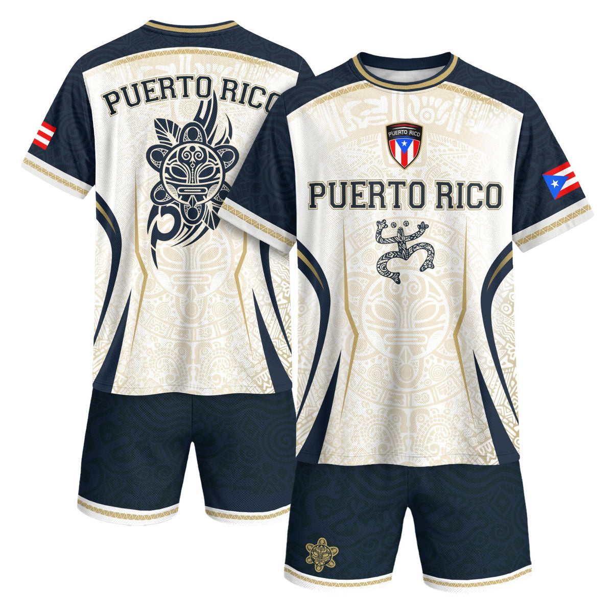 Puerto Rico Soccer Jersey in Navy White for Men and Women, Taino Coqui Flag PR Heritage, Top Puerto Rico Jersey and Puerto Rico Shirt, Northryn Co.