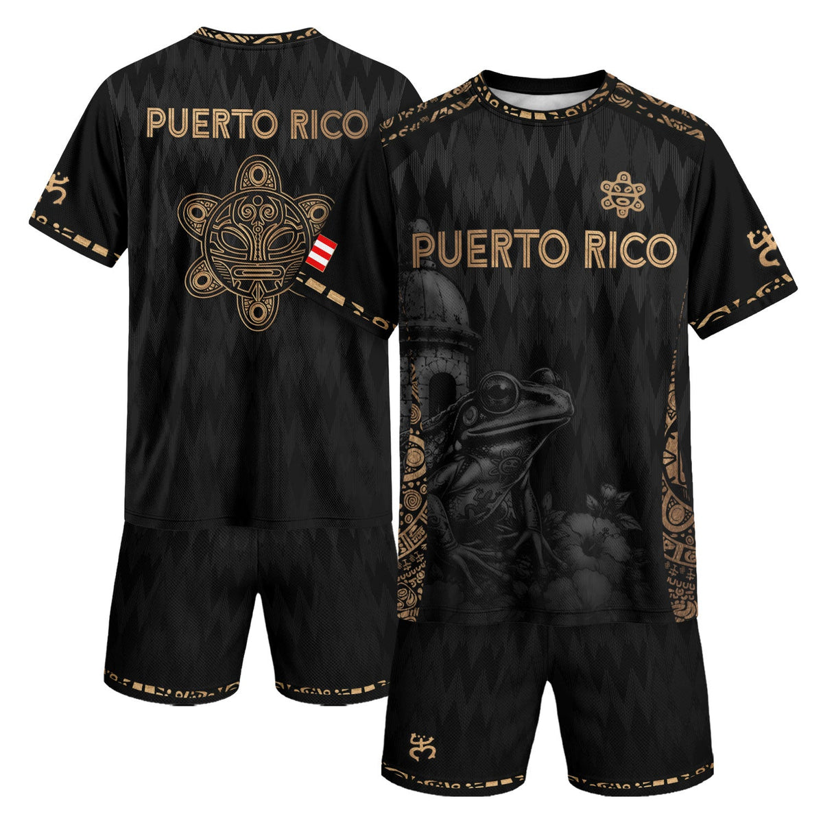 Taino Turtle Black Gold Puerto Rico Soccer Jersey for Men and Women, El Morro and Coqui Frog Art, Puerto Rico Jersey, Puerto Rico Shirt, Northryn Co.