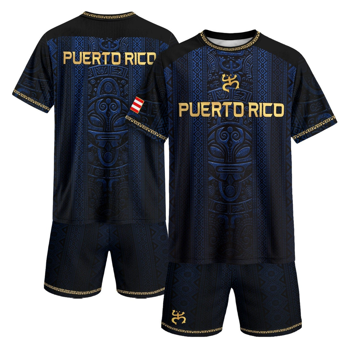 Puerto Rico Soccer Jersey in Navy Royal Gold Taino Symbols for Men and Women, Boricua Pride, Top Puerto Rico Shirt, Puerto Rico Jersey, Northryn Co.
