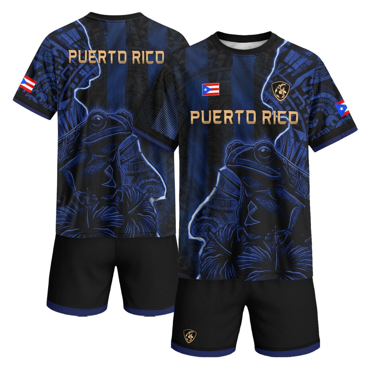 Coqui Frog Navy Puerto Rico Soccer Jersey for Men and Women, Hibiscus Boricua, Standout Puerto Rico Jersey with Puerto Rico Shirt Pride, Northryn Co.