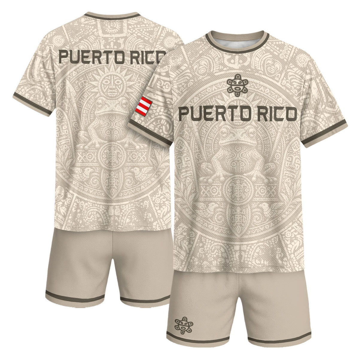 Coqui Frog Beige Puerto Rico Soccer Jersey for Men and Women, Taino Sun Puerto Rican Heritage, Puerto Rico Shirt and Puerto Rico Jersey, Northryn Co.