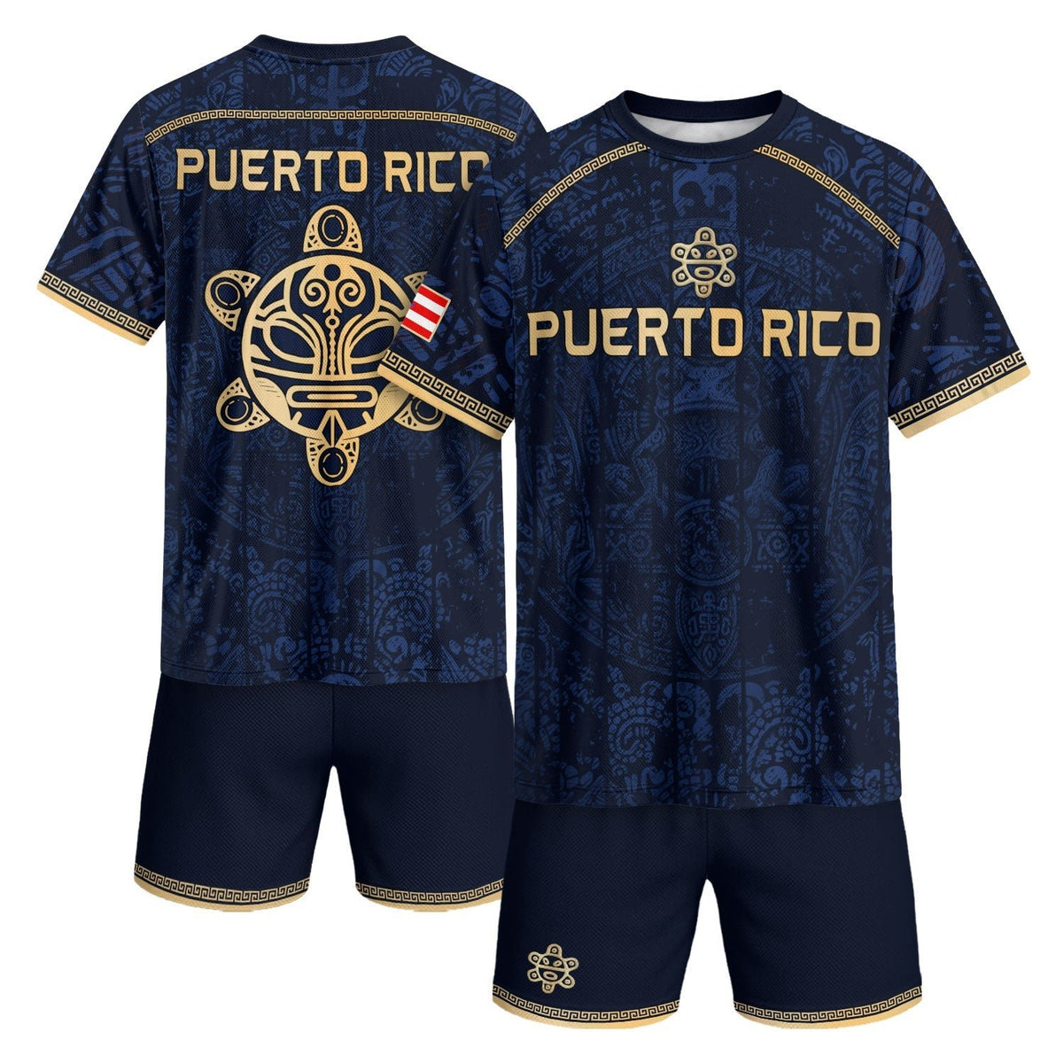 Puerto Rico Soccer Jersey in Navy Taino for Men and Women, Sea Turtle Tribal Art Pride, Top Puerto Rico Jersey and Puerto Rico Shirt, Northryn Co.