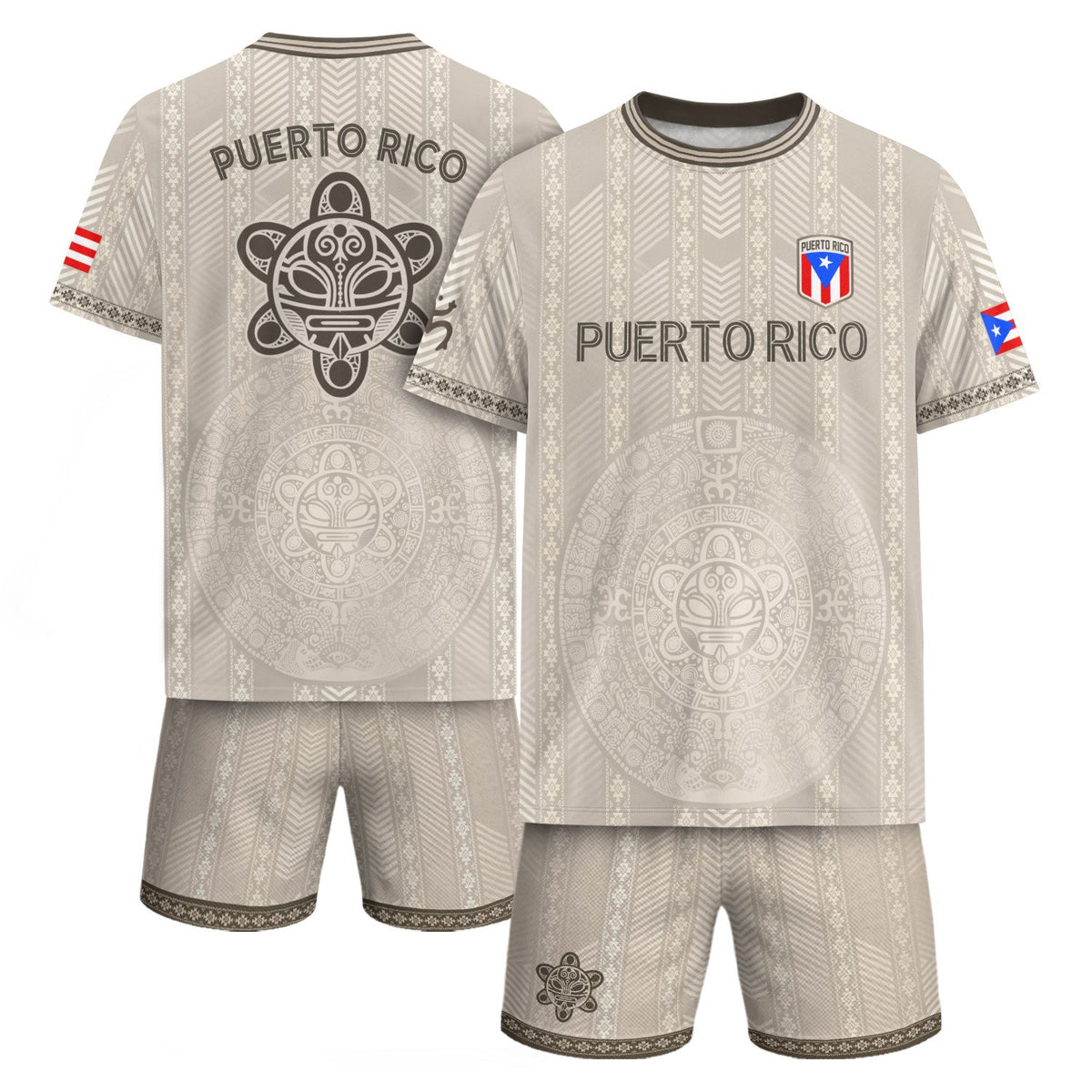 Taino Sun Beige Gray Puerto Rico Soccer Jersey for Men and Women, Crest Light Heritage Graphic, Puerto Rico Jersey and Puerto Rico Shirt, Northryn Co.