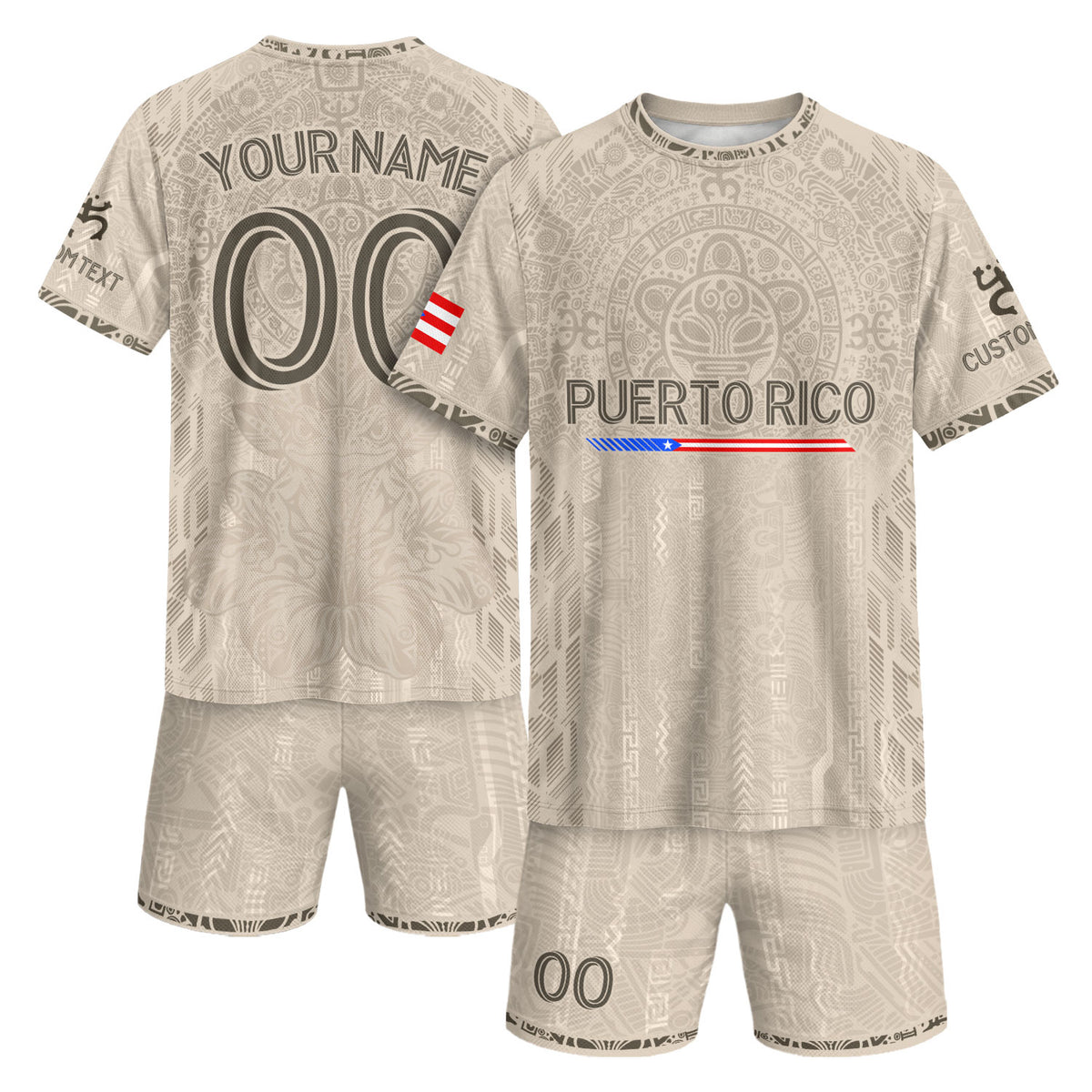 Custom Taíno Heritage Sand Beige Puerto Rico Soccer Jersey for Men and Women, Boricua Apparel, Top Puerto Rico Jersey and Puerto Rico Shirt, Northryn Co.