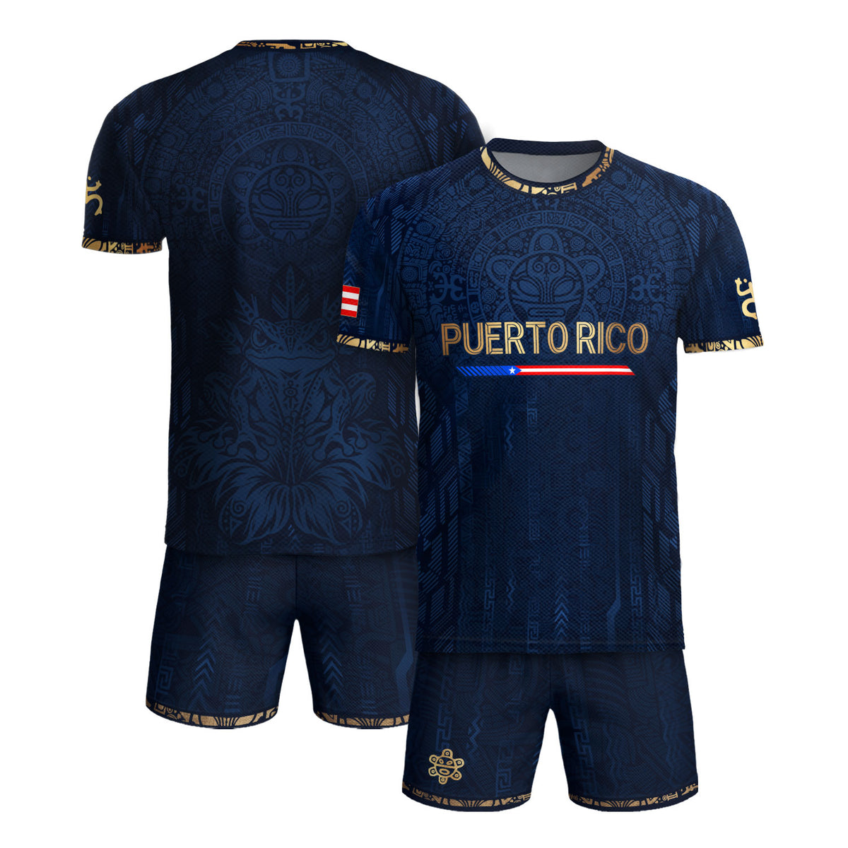 Puerto Rico Soccer Jersey Taino Sun Navy Gold Football Shirt Boricua Flag Apparel