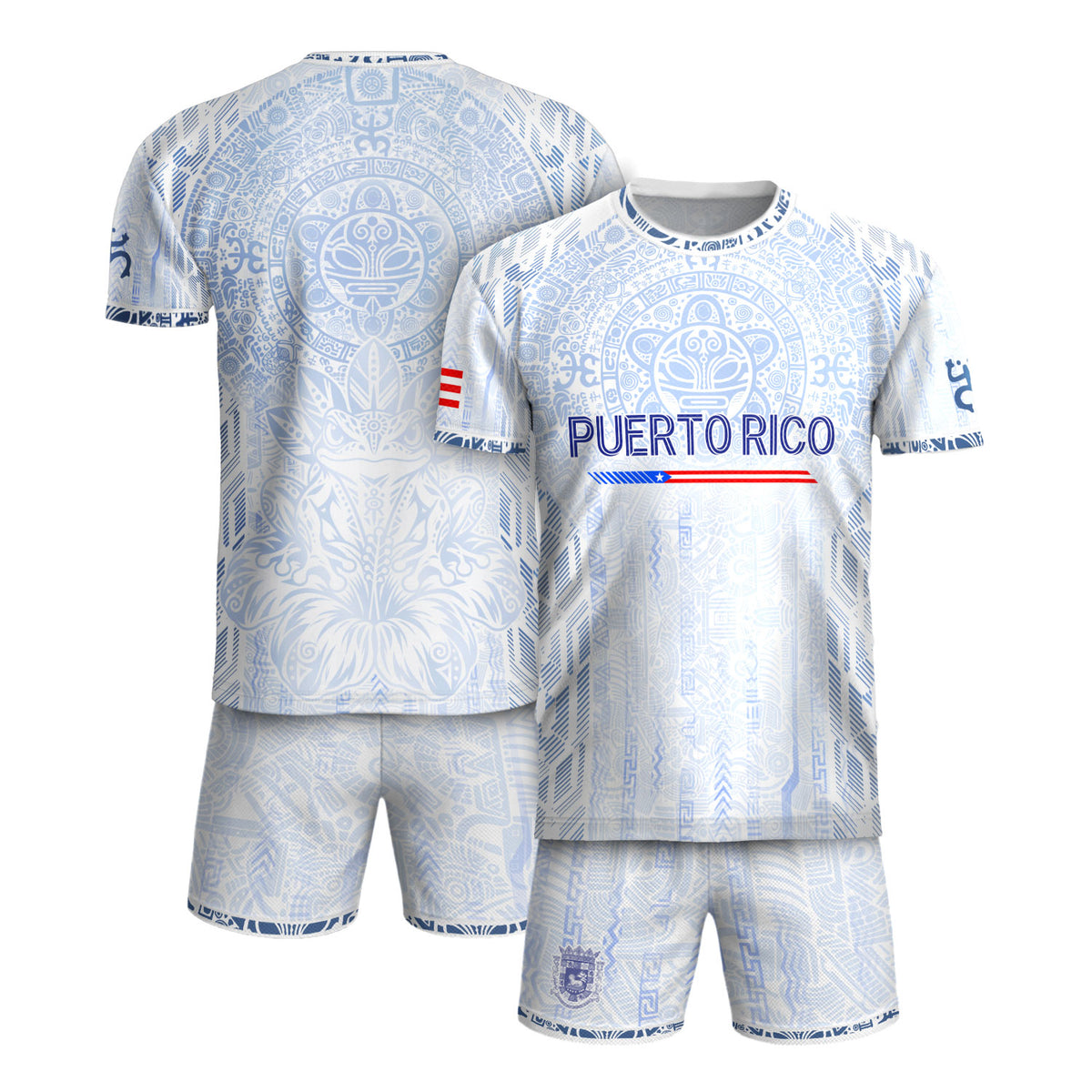 Puerto Rico Soccer Jersey White Blue Taino Sun Football Shirt Boricua Flag Apparel