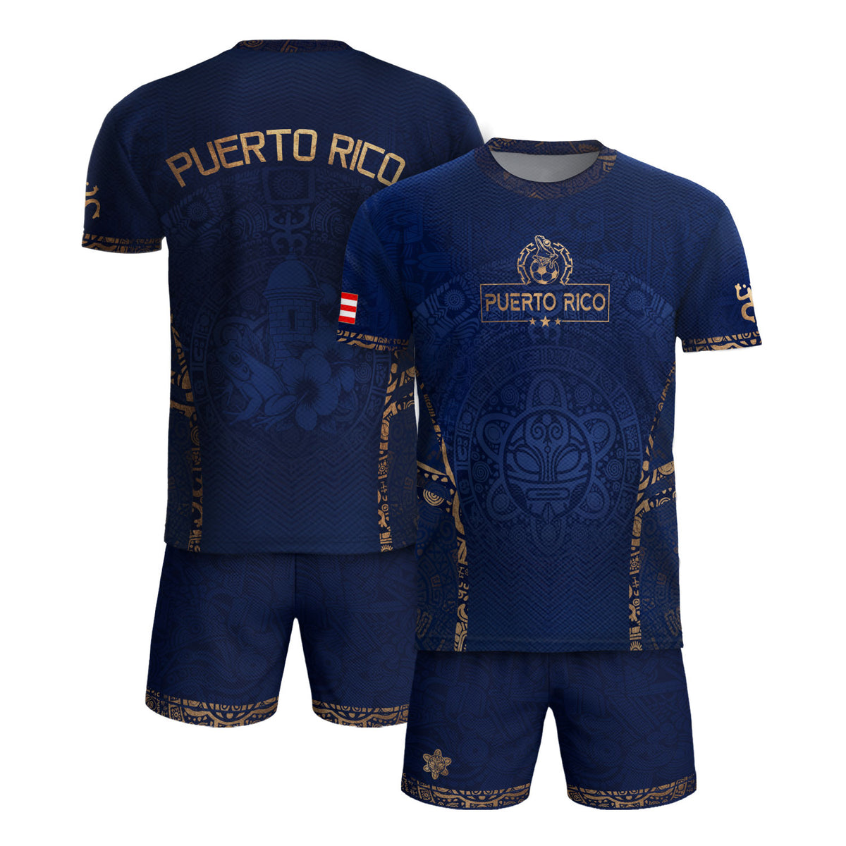 Traditional Taino Puerto Rico Coqui Frog Sun Navy Puerto Rican Soccer Jersey Men