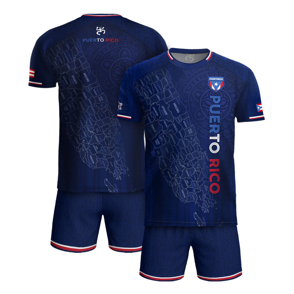Navy Puerto Rico Soccer Jersey Men Map Graphic Boricua Taino Culture Heritage