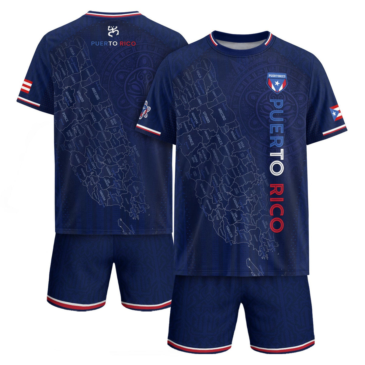 Puerto Rico Soccer Jersey in Navy Map for Men and Women, Graphic Boricua Taino Culture Heritage, Puerto Rico Shirt, Puerto Rico Jersey, Northryn Co.