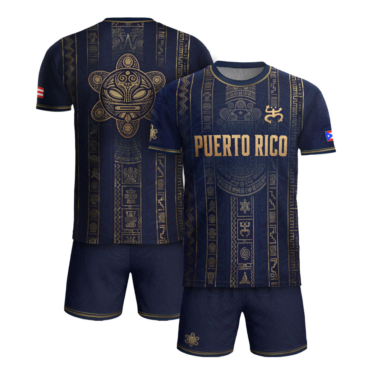 Navy Puerto Rico Soccer Jersey Men Boricua Taino Coqui Frog Culture Graphic