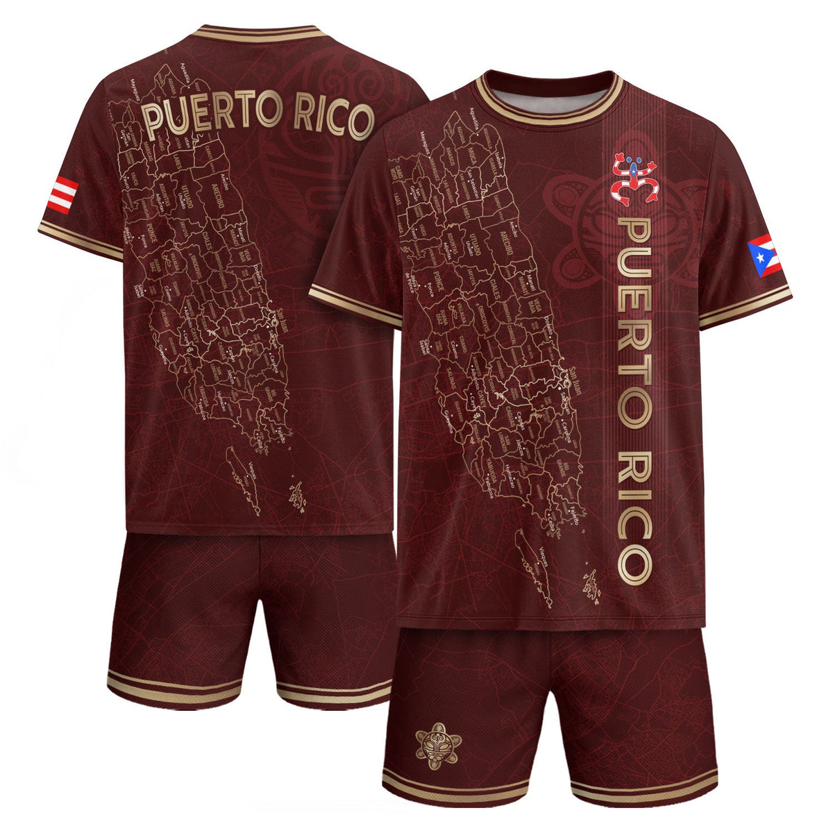 Puerto Rico Soccer Jersey in Maroon Map for Men and Women, Graphic Boricua Taino Culture Graphic, Puerto Rico Jersey, Puerto Rico Shirt, Northryn Co.