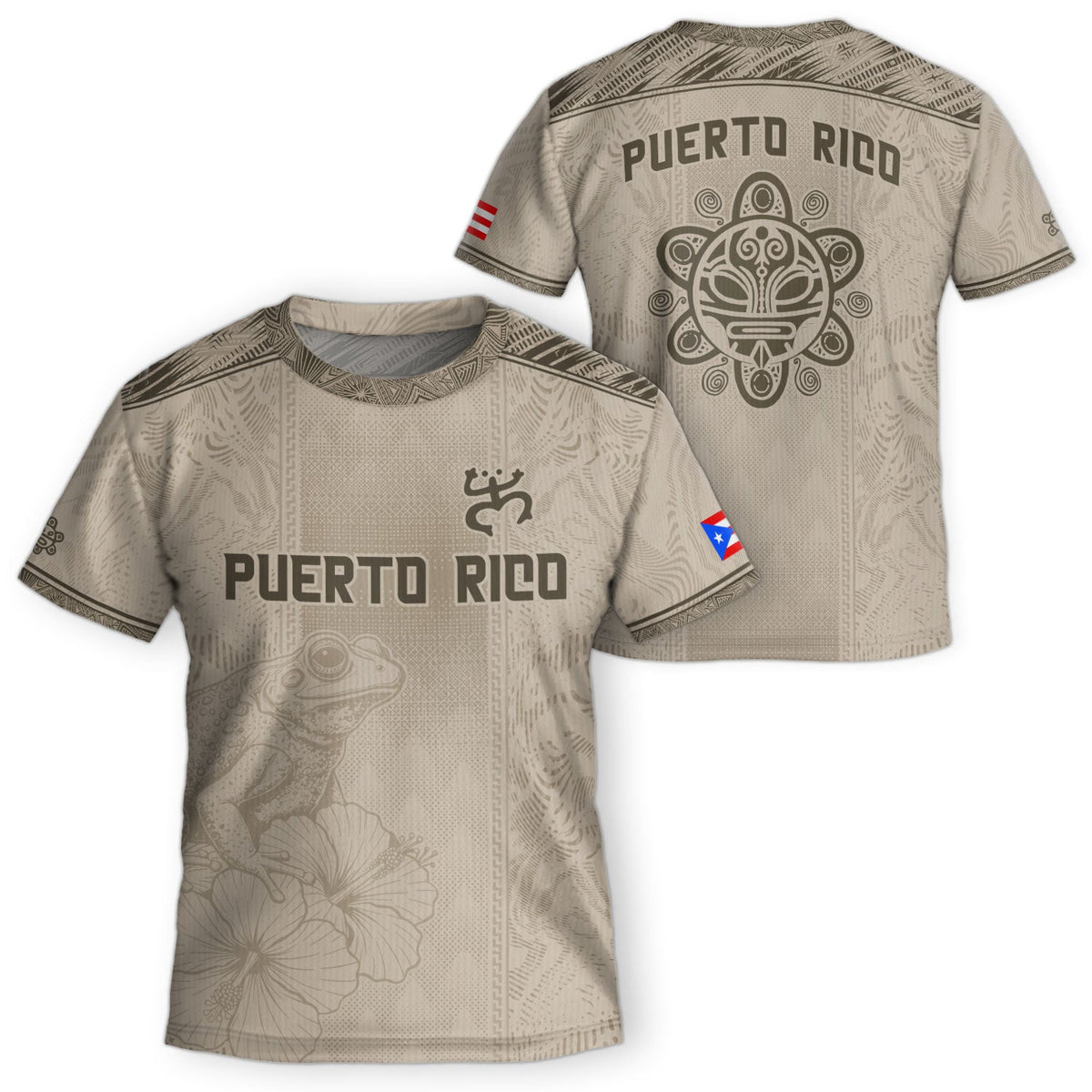 Beige Gold Coqui, Kids Puerto Rico Soccer Jersey with Frog Floral for Boy and Girl, Puerto Rico Kids Soccer Jersey, Youth Soccer Jersey, Northryn Co.