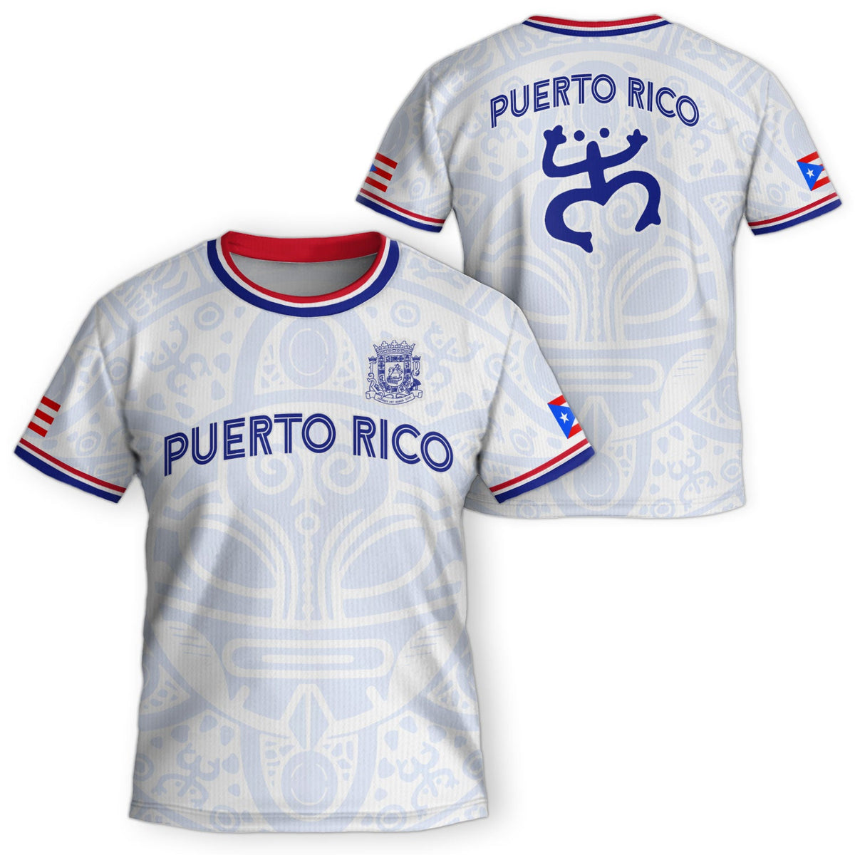 White Blue Boricua, Kids Puerto Rico Soccer Jersey with Taino Mask for Boy and Girl, Puerto Rico Kids Soccer Jersey, Youth Soccer Jersey, Northryn Co.