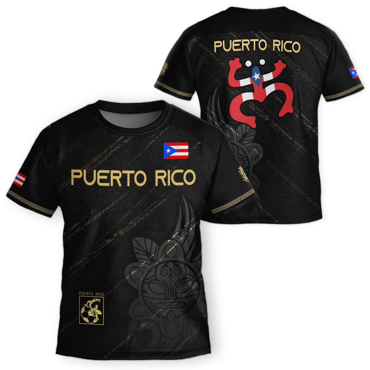 Kids Puerto Rico Soccer Jersey, Black Gold Boricua Coqui Frog for Boy and Girl, Youth Soccer Jersey Meets Puerto Rico Kids Soccer Jersey, Northryn Co.