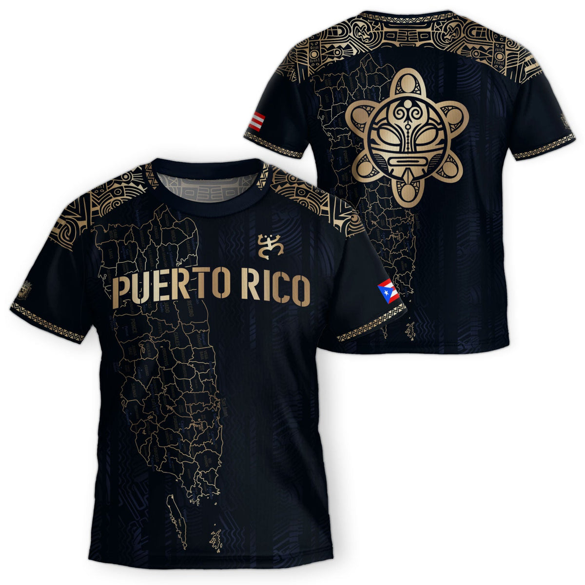 Navy Gold Taino, Kids Puerto Rico Soccer Jersey for Boy and Girl with Sun Garita, Puerto Rico Kids Soccer Jersey and Youth Soccer Jersey, Northryn Co.