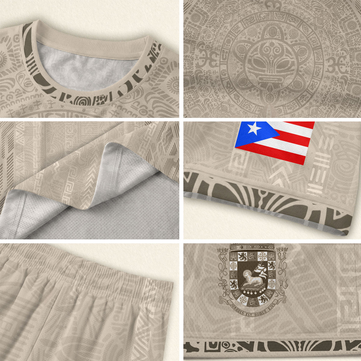 Puerto Rico Soccer Jersey Taíno Heritage Sand Beige Football Shirt Men Boricua Apparel