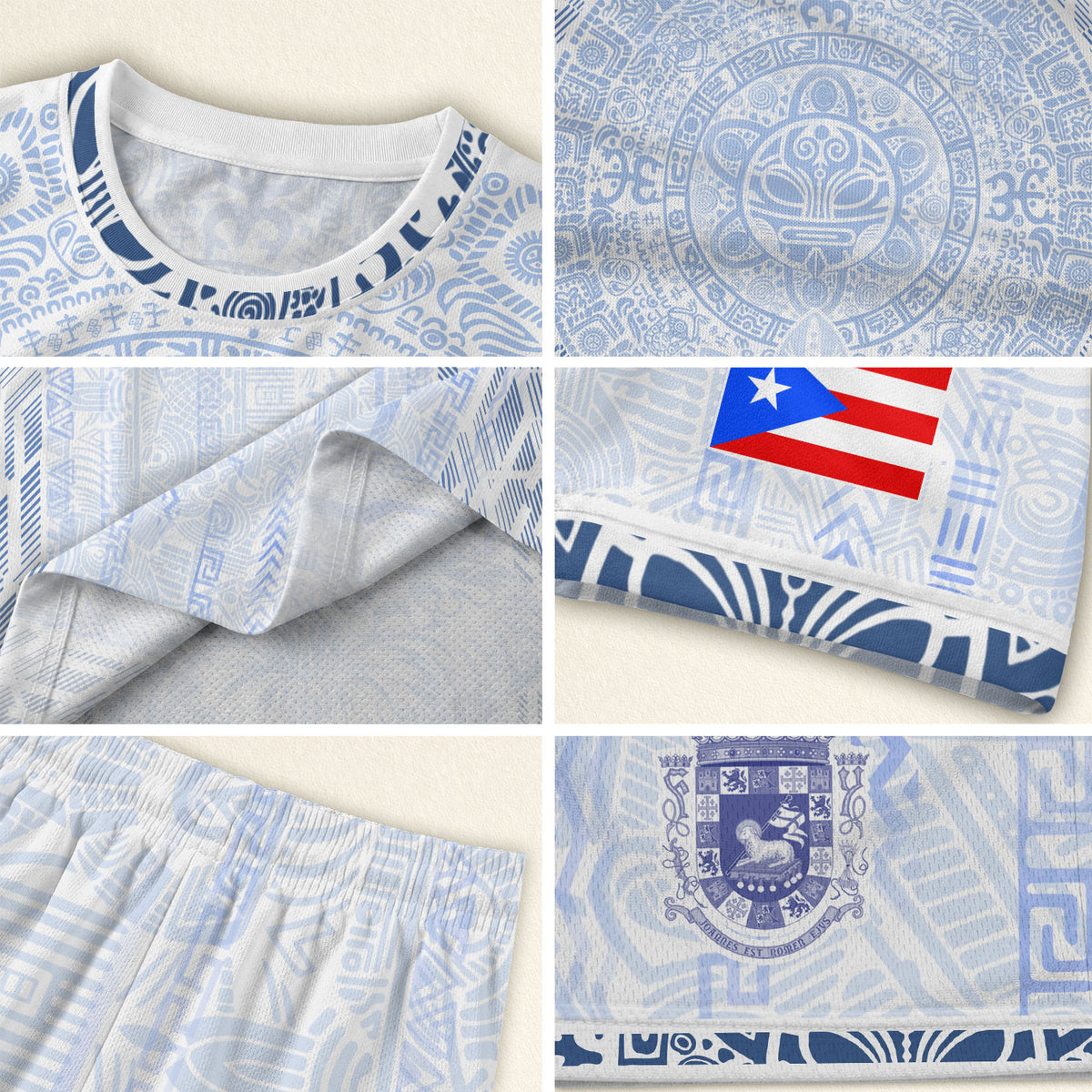 Puerto Rico Soccer Jersey White Blue Taino Sun Football Shirt Boricua Flag Apparel