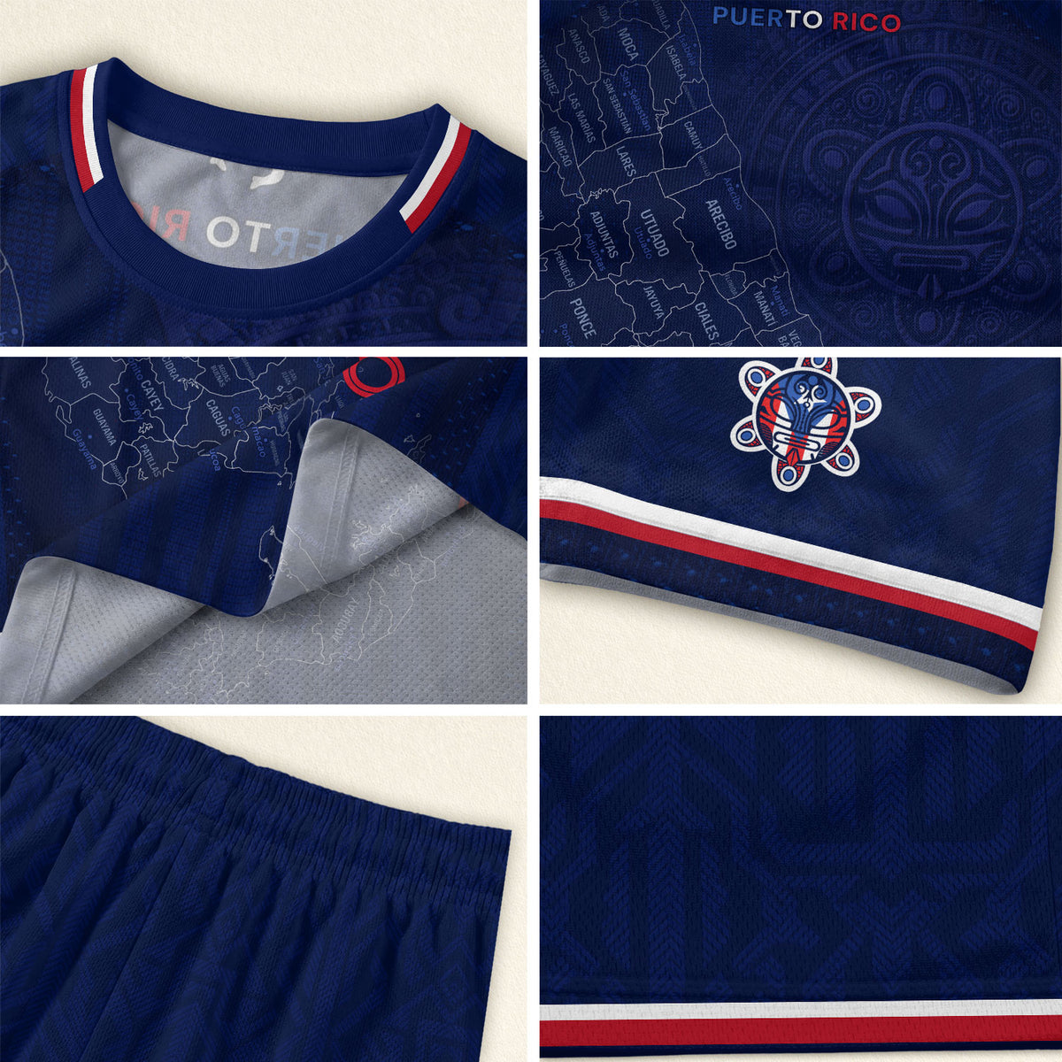 Navy Puerto Rico Soccer Jersey Men Map Graphic Boricua Taino Culture Heritage