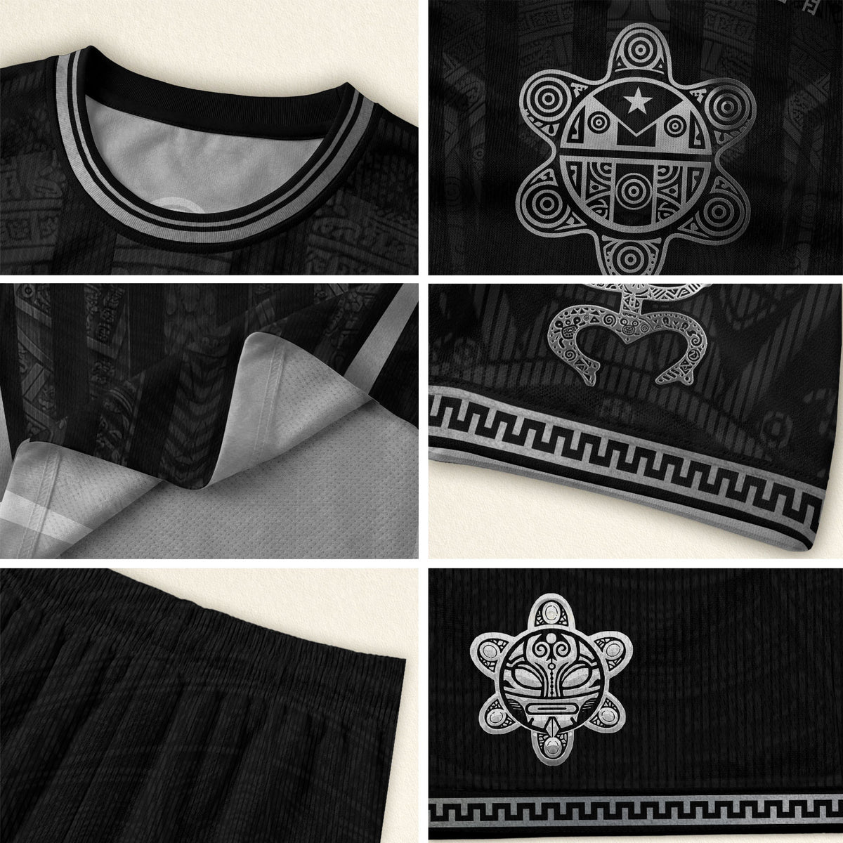 Puerto Rico Soccer Jersey Men Black Tribal Taino Pattern Coqui Frog Graphic