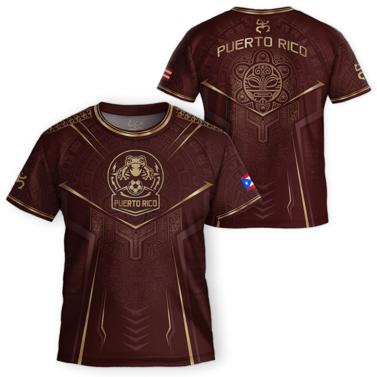 Authentic Maroon, Kids Puerto Rico Soccer Jersey for Boy and Girl with Taino Coqui, Puerto Rico Kids Soccer Jersey, Youth Soccer Jersey, Northryn Co.