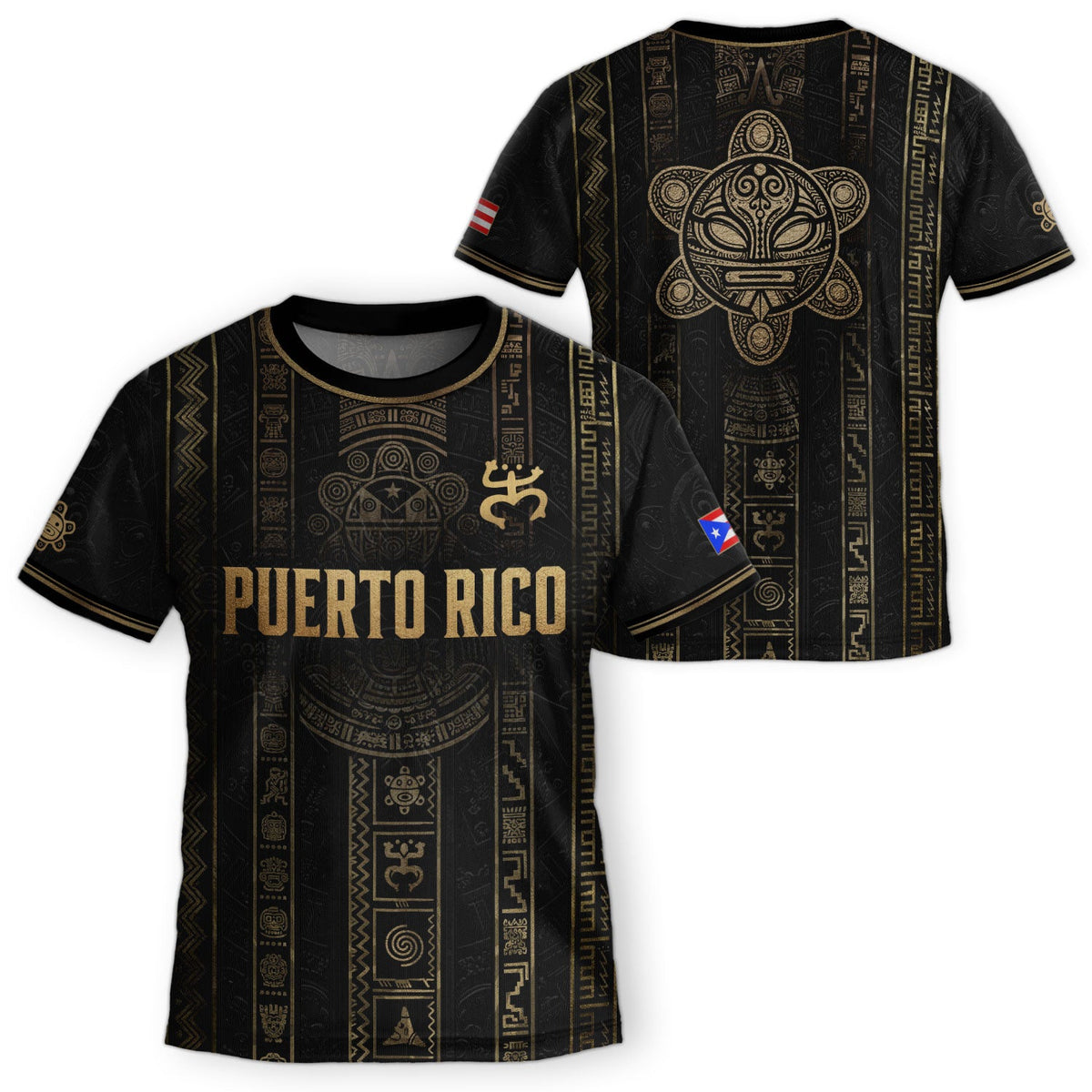Black Gold, Kids Puerto Rico Soccer Jersey with Taino Symbols for Boy and Girl, Puerto Rico Kids Soccer Jersey Meets Youth Soccer Jersey, Northryn Co.
